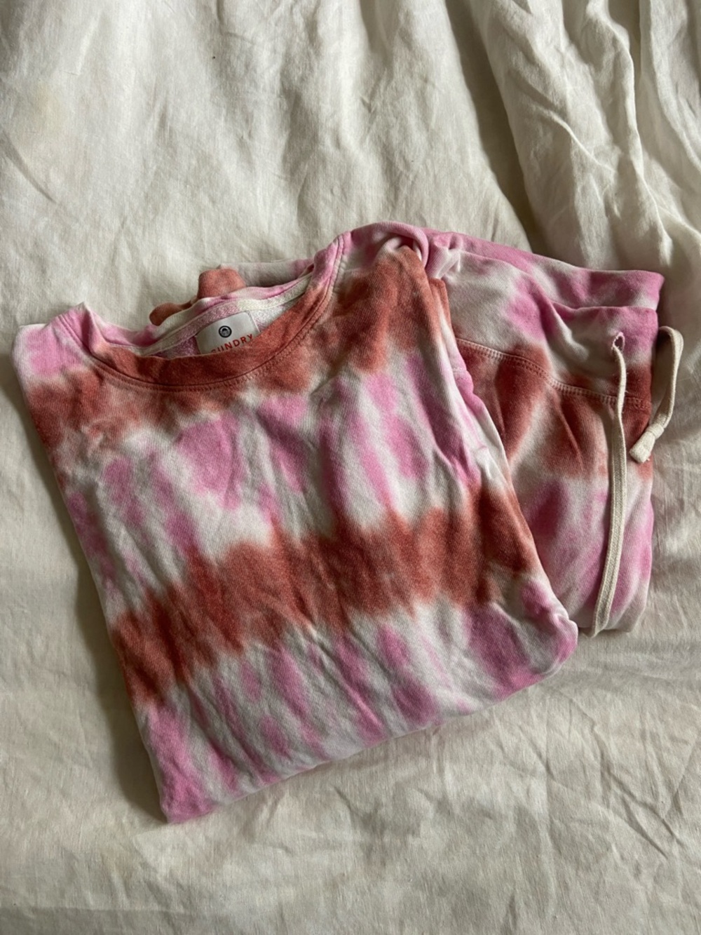Sundry Tie-Dye Pink & Rust Lightweight Set